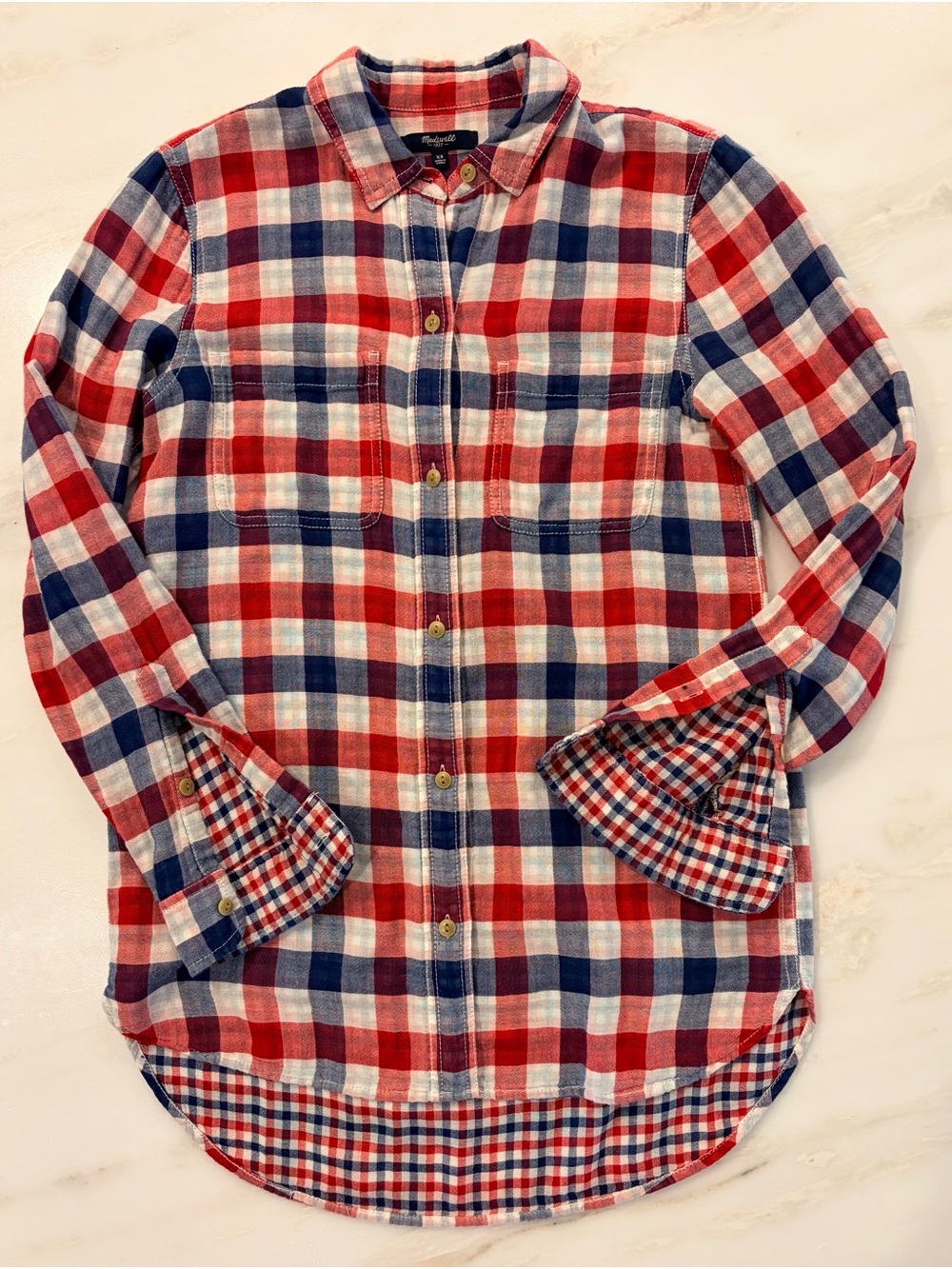 Madewell Red & Blue Plaid Button-Up Shirt